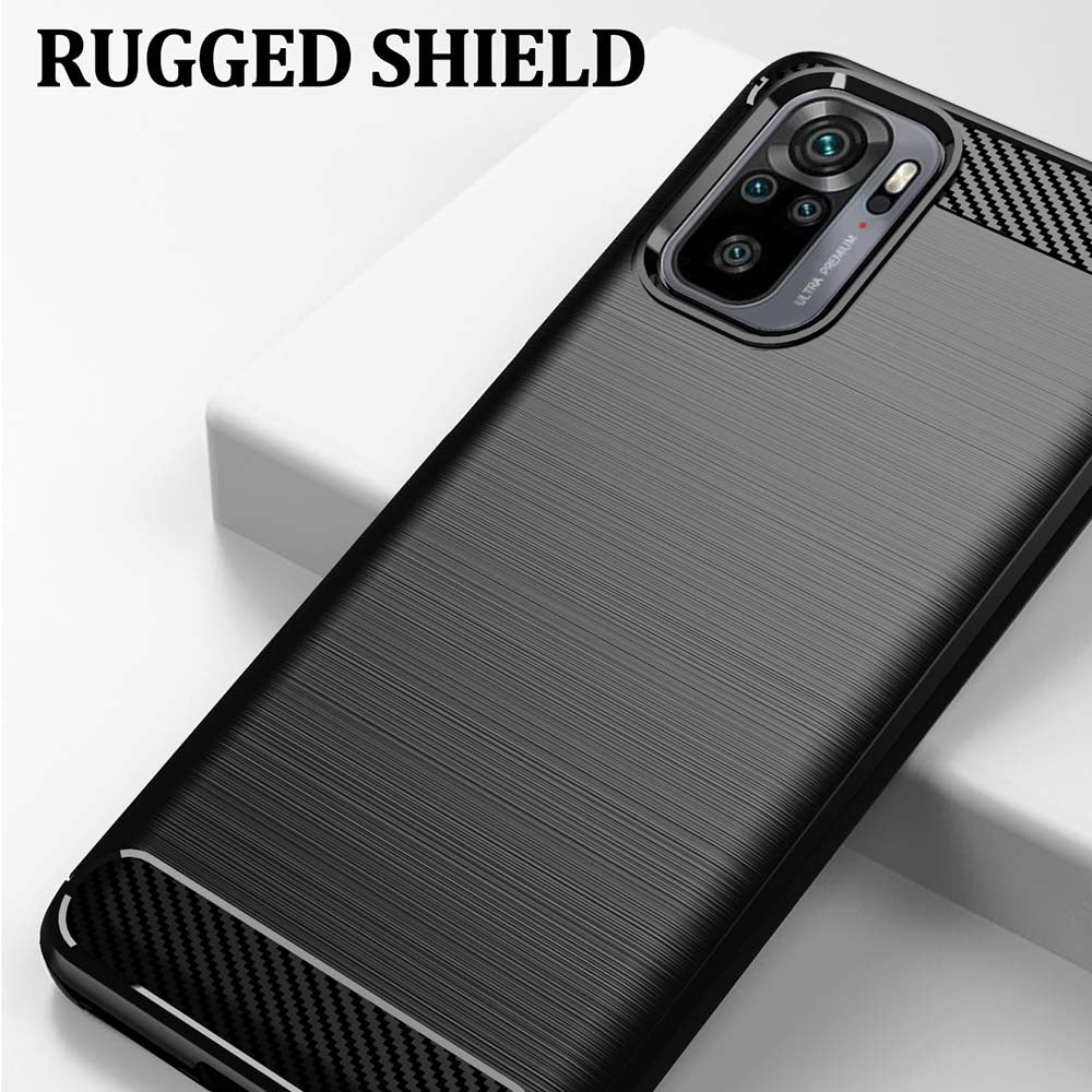 Puzdro pre Xiaomi Poco M5s / Redmi Note 10S / Note 10, Techsuit, Karbón, Čierne