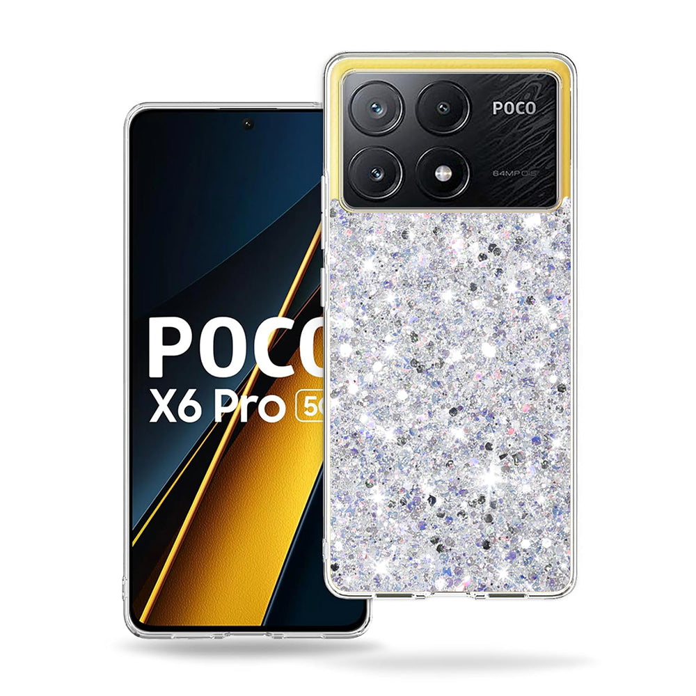 Puzdro pre Xiaomi Poco X6 Pro, Techsuit, Trblietavý Glitter, Biela