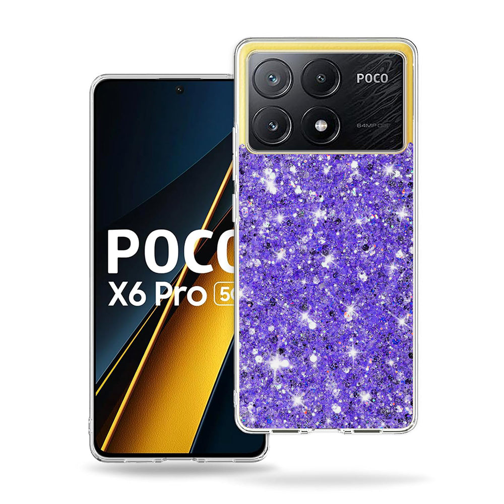 Puzdro pre Xiaomi Poco X6 Pro, Techsuit, Trblietavý Glitter, Fialová