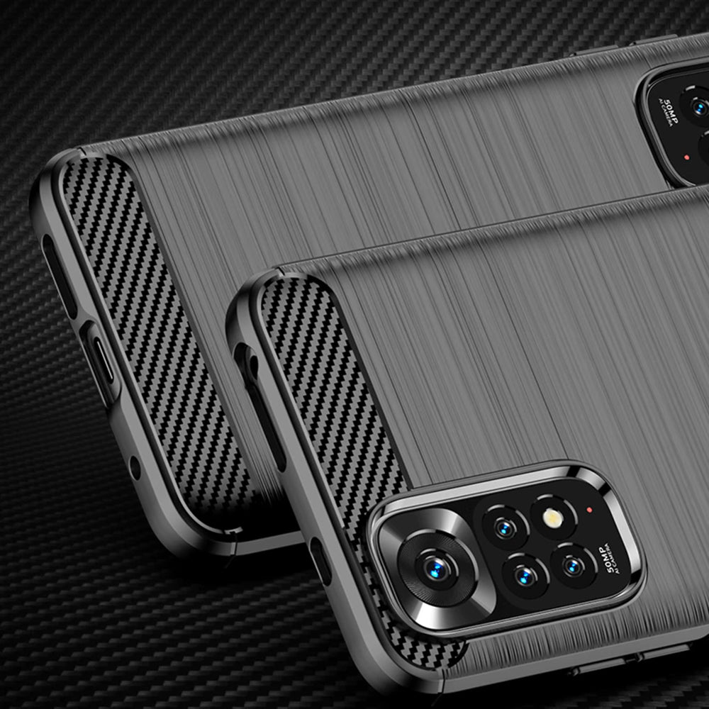 Puzdro pre Xiaomi Redmi Note 11S / Note 11, Techsuit, Karbón, Čierne
