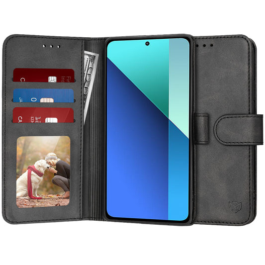 Puzdro pre Xiaomi Redmi Note 13 4G, Techsuit, Diary Book, Čierne