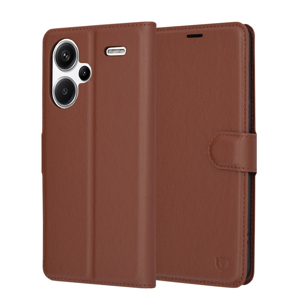 Puzdro pre Xiaomi Redmi Note 13 Pro+, Techsuit, kožené folio, hnedé