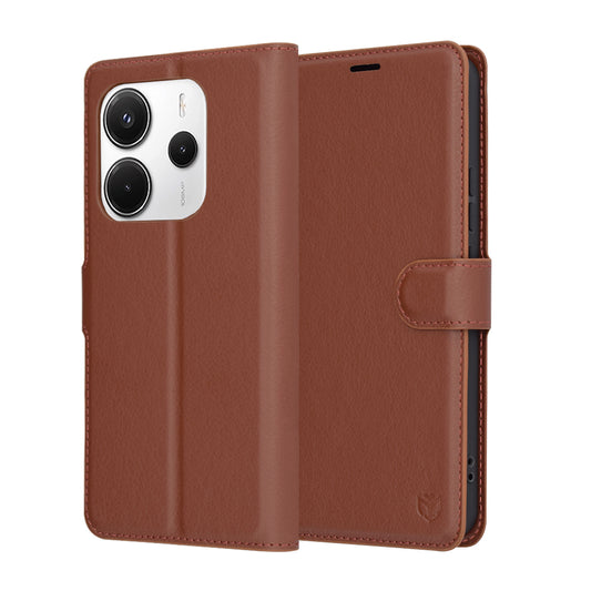 Case for Xiaomi Redmi Note 14 4G (Regional), Techsuit, Leather Folio, Brown