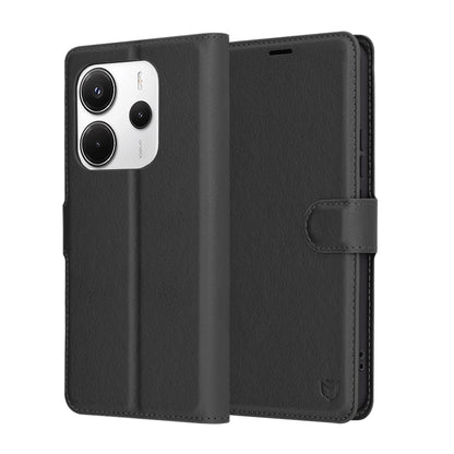 Puzdro pre Xiaomi Redmi Note 14 5G, Techsuit, kožené folio, čierne