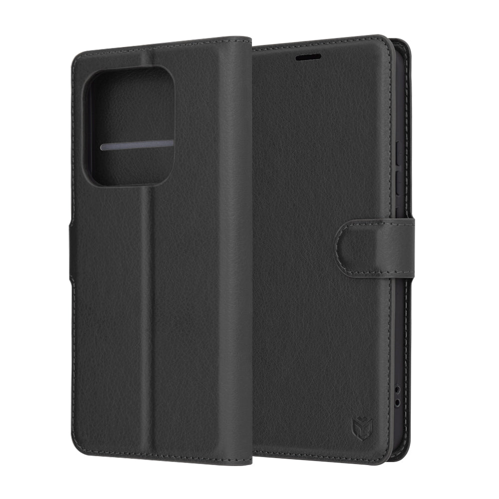 Puzdro pre Xiaomi Redmi Note 14 5G, Techsuit, kožené folio, čierne