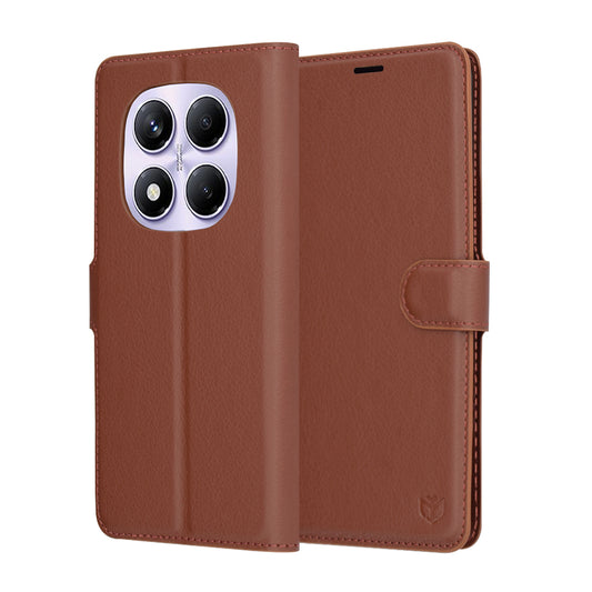 Puzdro pre Xiaomi Redmi Note 14 Pro 4G, Techsuit, kožené folio, hnedé