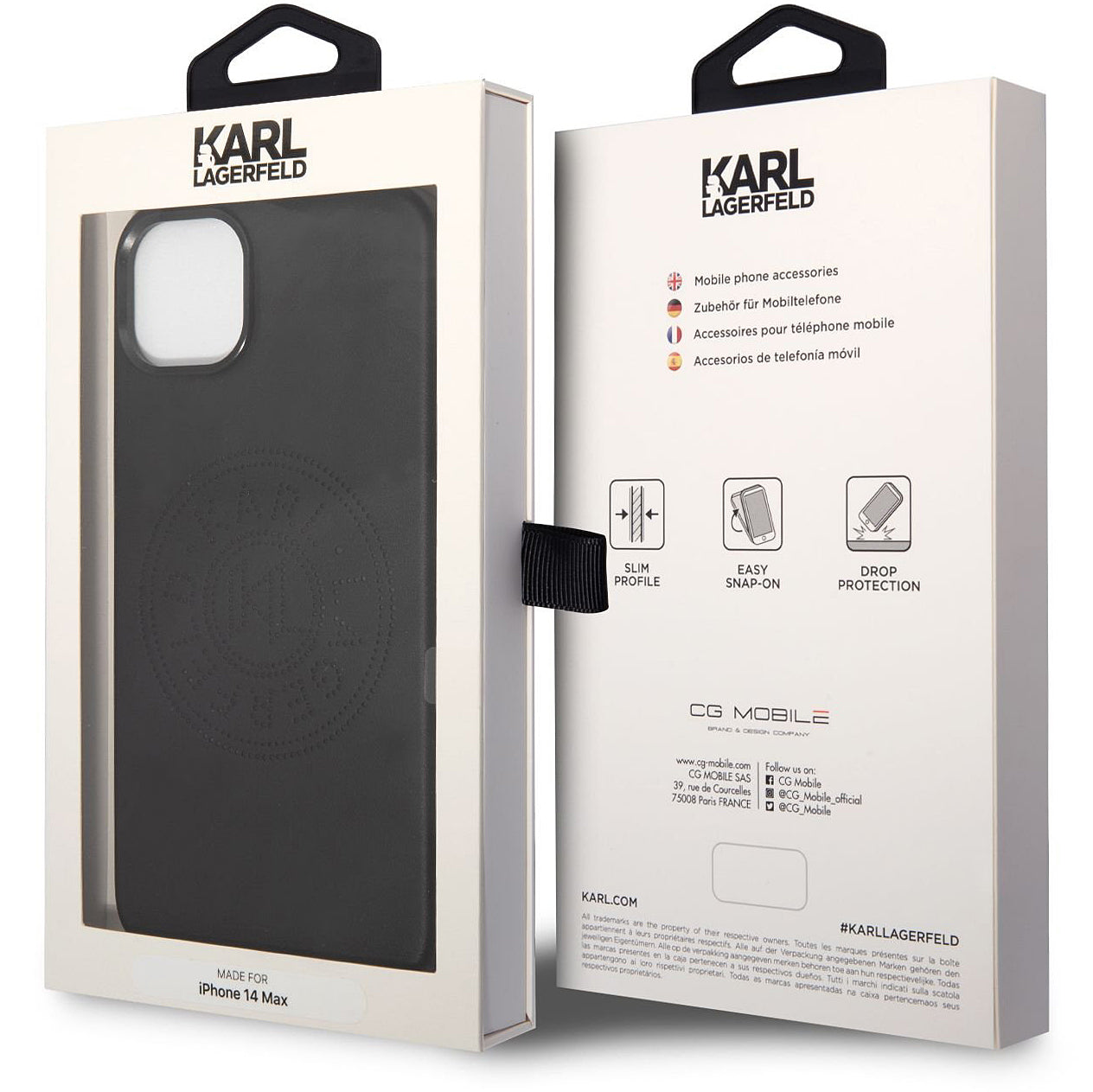 Puzdro pre Apple iPhone 14 Plus, Karl Lagerfeld, Perforated Logo, Čierne