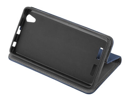 Puzdro pre Samsung Galaxy J3 (2017) J330, OEM, Smart Magnet, Tmavomodrá