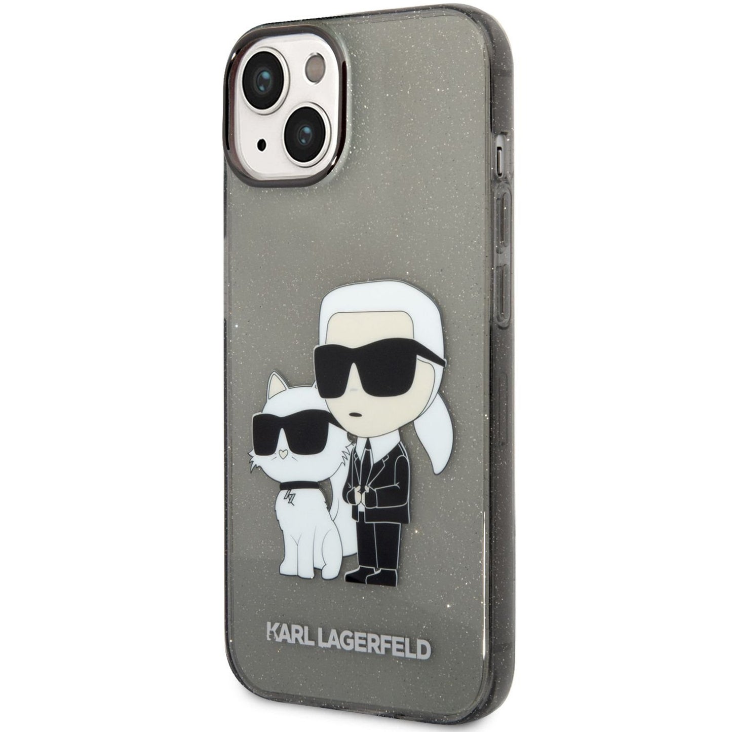 Puzdro pre Apple iPhone 14 Plus, Karl Lagerfeld, IML Glitter Karl and Choupette NFT, Čierne