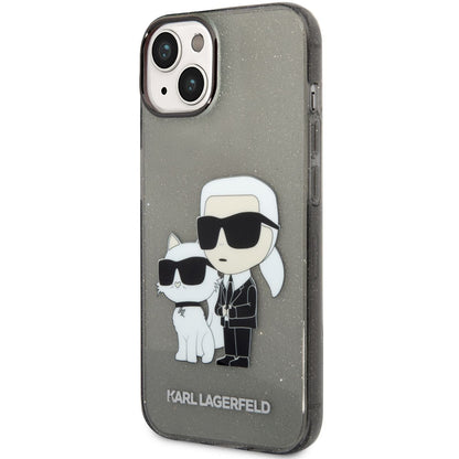 Puzdro pre Apple iPhone 14 Plus, Karl Lagerfeld, IML Glitter Karl and Choupette NFT, Čierne