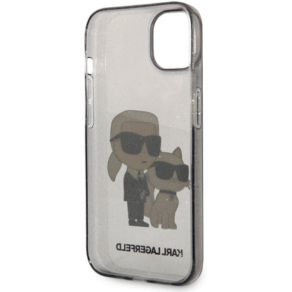 Puzdro pre Apple iPhone 14 Plus, Karl Lagerfeld, IML Glitter Karl and Choupette NFT, Čierne