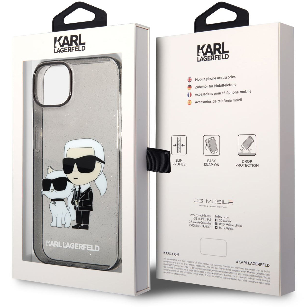 Puzdro pre Apple iPhone 14 Plus, Karl Lagerfeld, IML Glitter Karl and Choupette NFT, Čierne