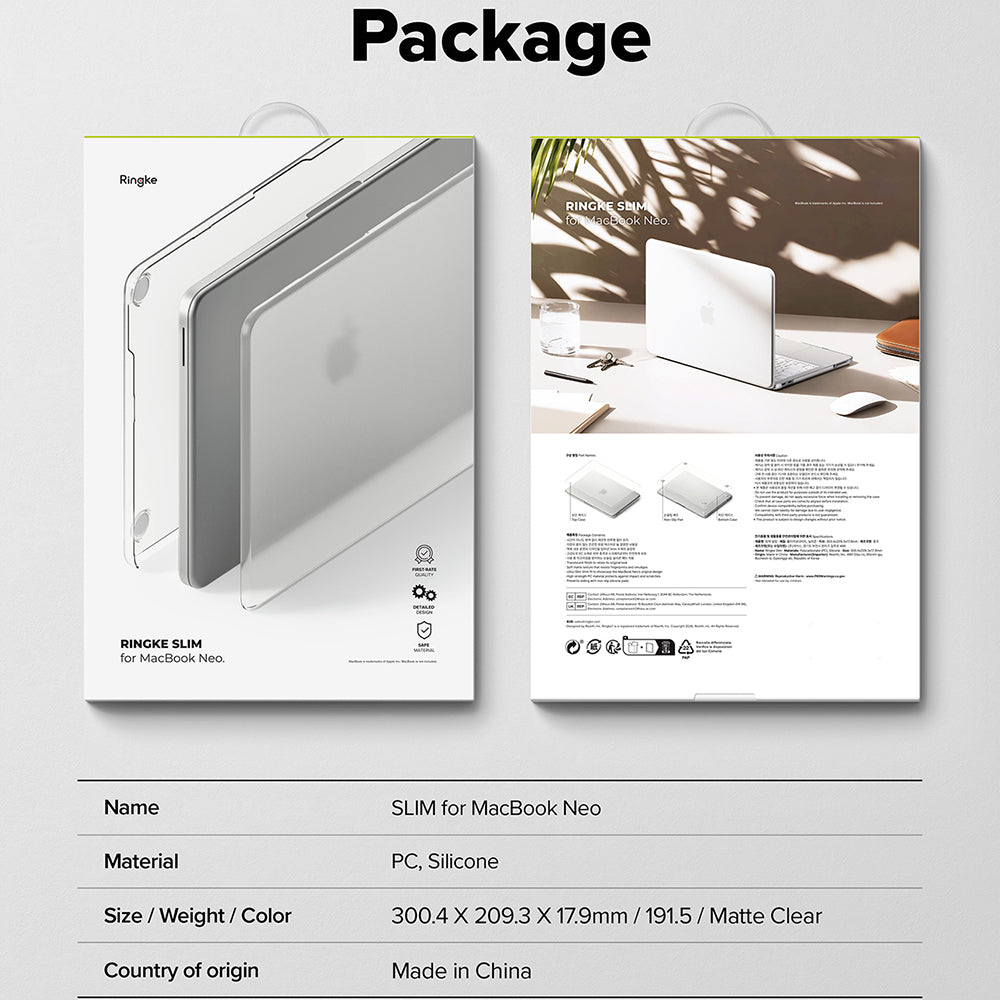 Puzdro Ringke Slim pre Apple MacBook Neo 13 palcov, matné priehľadné