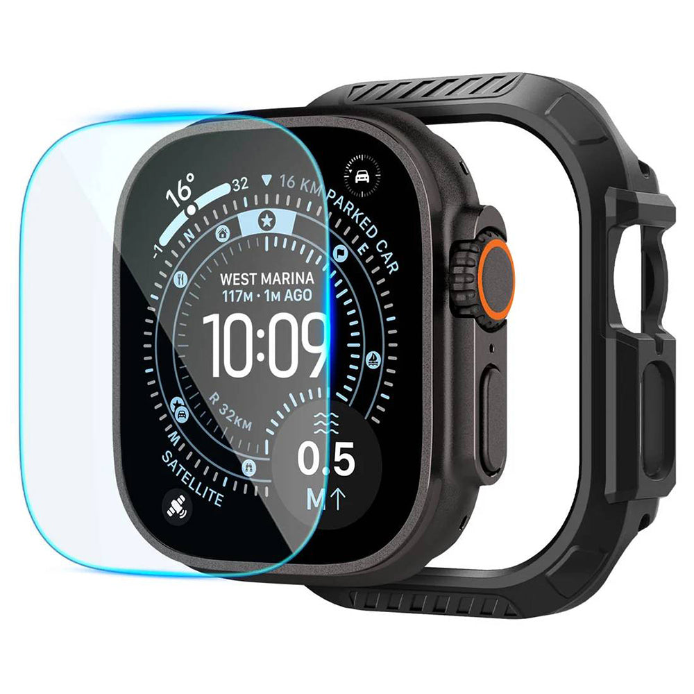 Puzdro Spigen Lock Fit s ochrannou fóliou na displej pre Apple Watch Ultra Series, čierne ACS12054