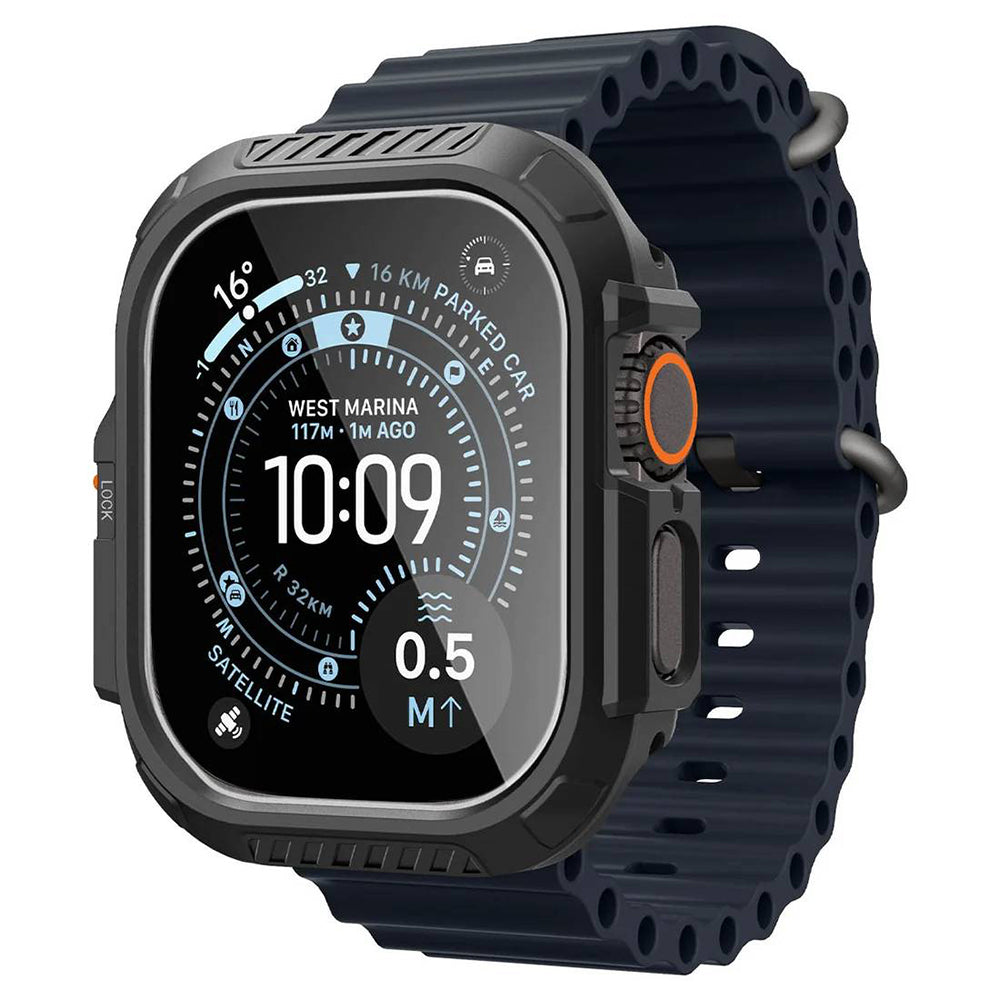 Puzdro Spigen Lock Fit s ochrannou fóliou na displej pre Apple Watch Ultra Series, čierne ACS12054
