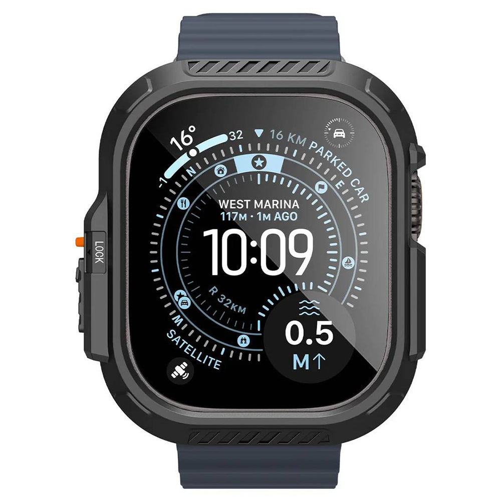 Puzdro Spigen Lock Fit s ochrannou fóliou na displej pre Apple Watch Ultra Series, čierne ACS12054