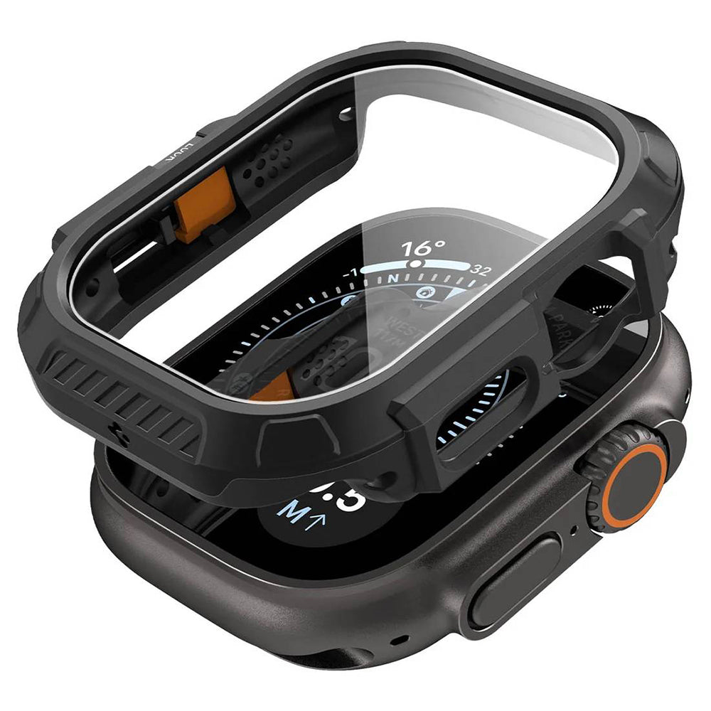 Puzdro Spigen Lock Fit s ochrannou fóliou na displej pre Apple Watch Ultra Series, čierne ACS12054