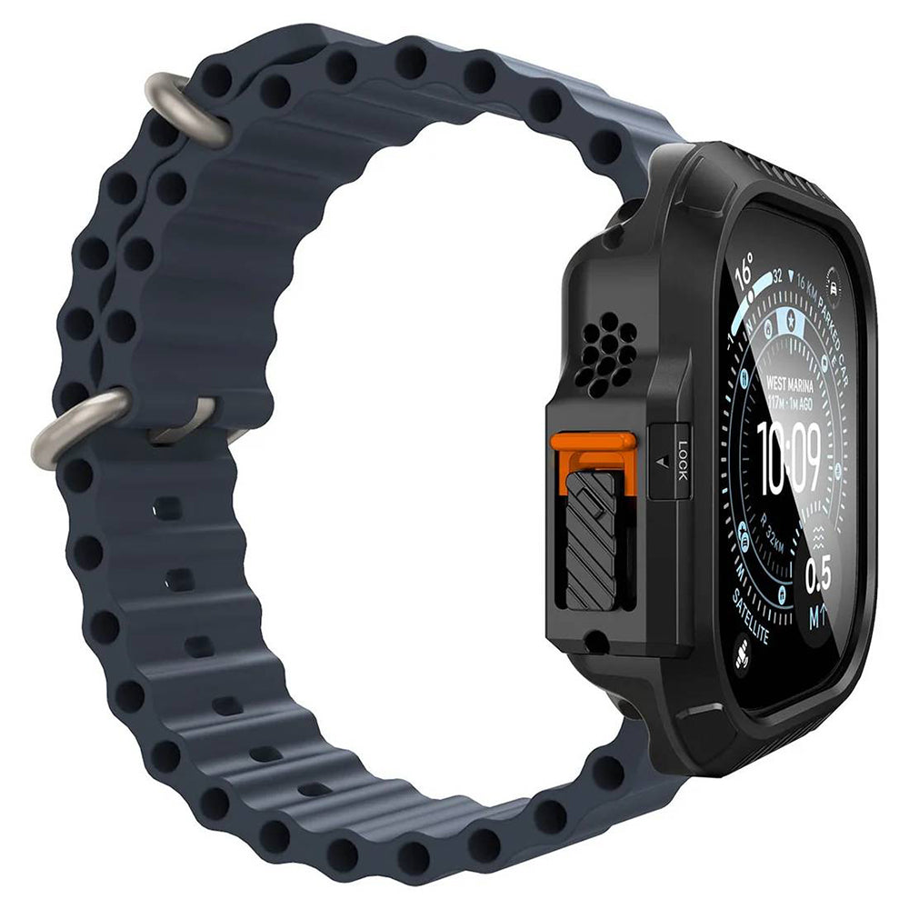 Puzdro Spigen Lock Fit s ochrannou fóliou na displej pre Apple Watch Ultra Series, čierne ACS12054