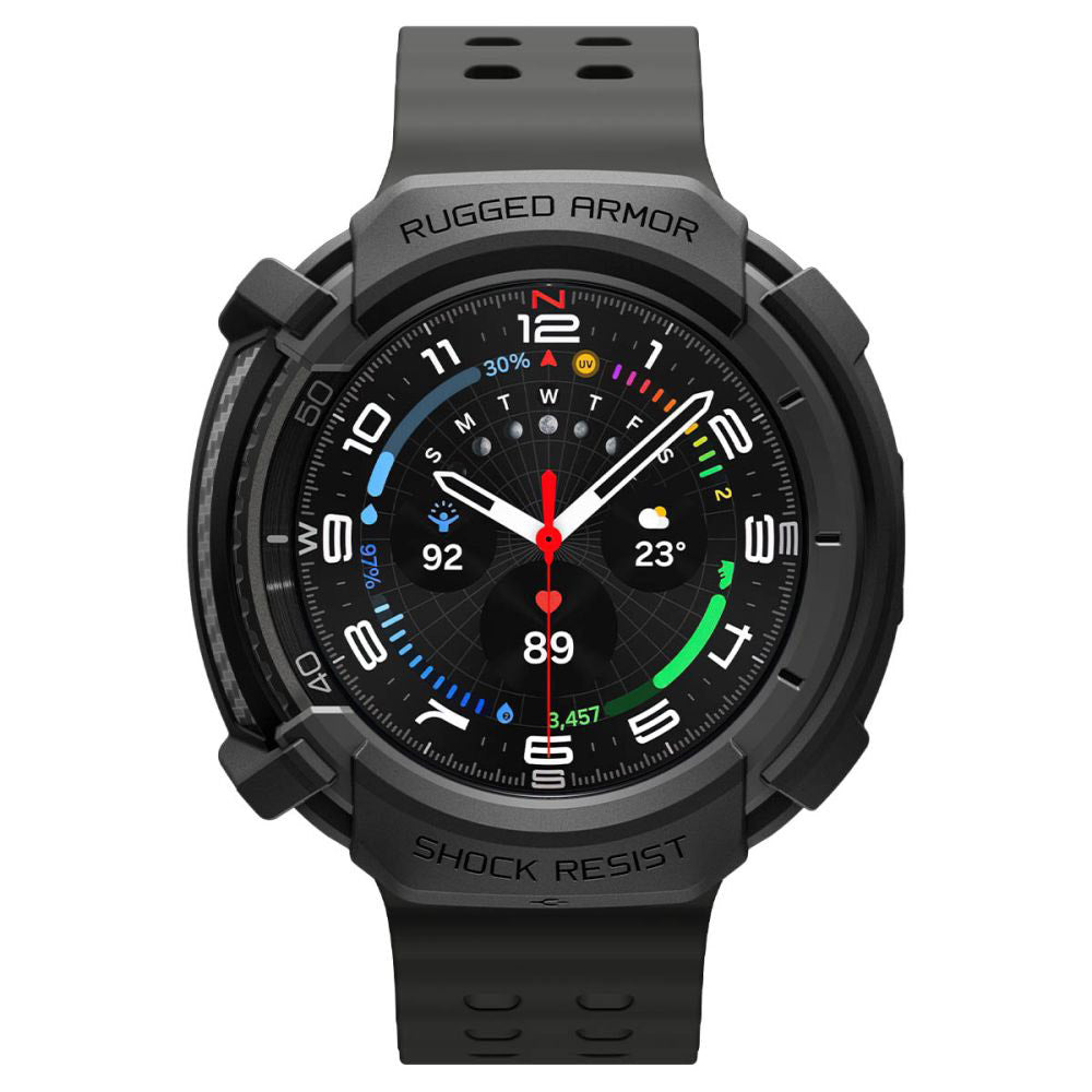 Puzdro Spigen Rugged Armor pre Samsung Galaxy Watch8 Classic, Matná Čierna ACS10012