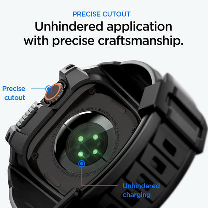 Puzdro Spigen Rugged Armor Pro s ochranným sklom pre Apple Watch Ultra Series, čierne ACS12053