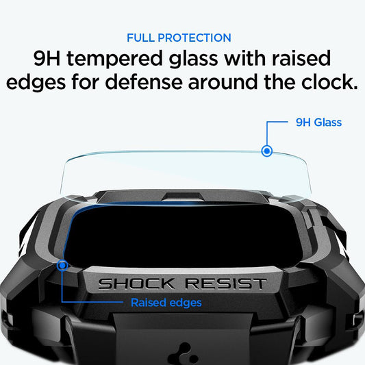 Puzdro Spigen Rugged Armor Pro s ochranným sklom pre Apple Watch Ultra Series, čierne ACS12053