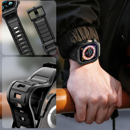 Puzdro Spigen Rugged Armor Pro s ochranným sklom pre Apple Watch Ultra Series, čierne ACS12053
