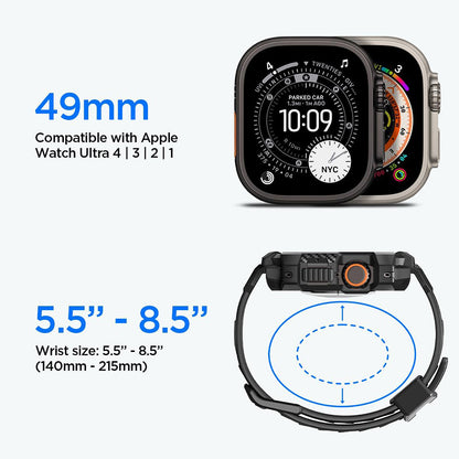 Puzdro Spigen Rugged Armor Pro s ochranným sklom pre Apple Watch Ultra Series, čierne ACS12053