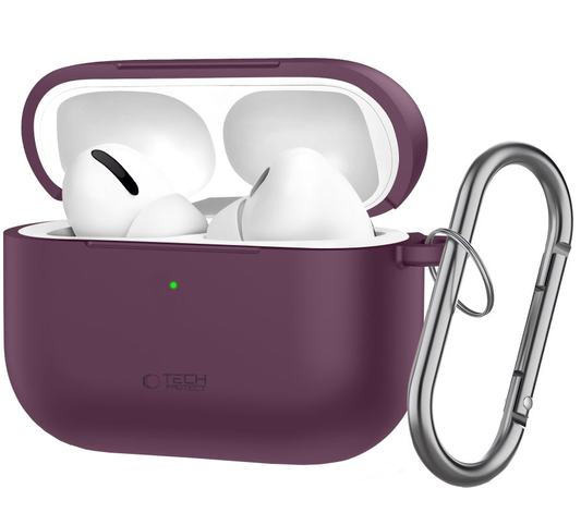 Tech-Protect Silicone Hook Case for Apple AirPods Pro 3, Burgundy