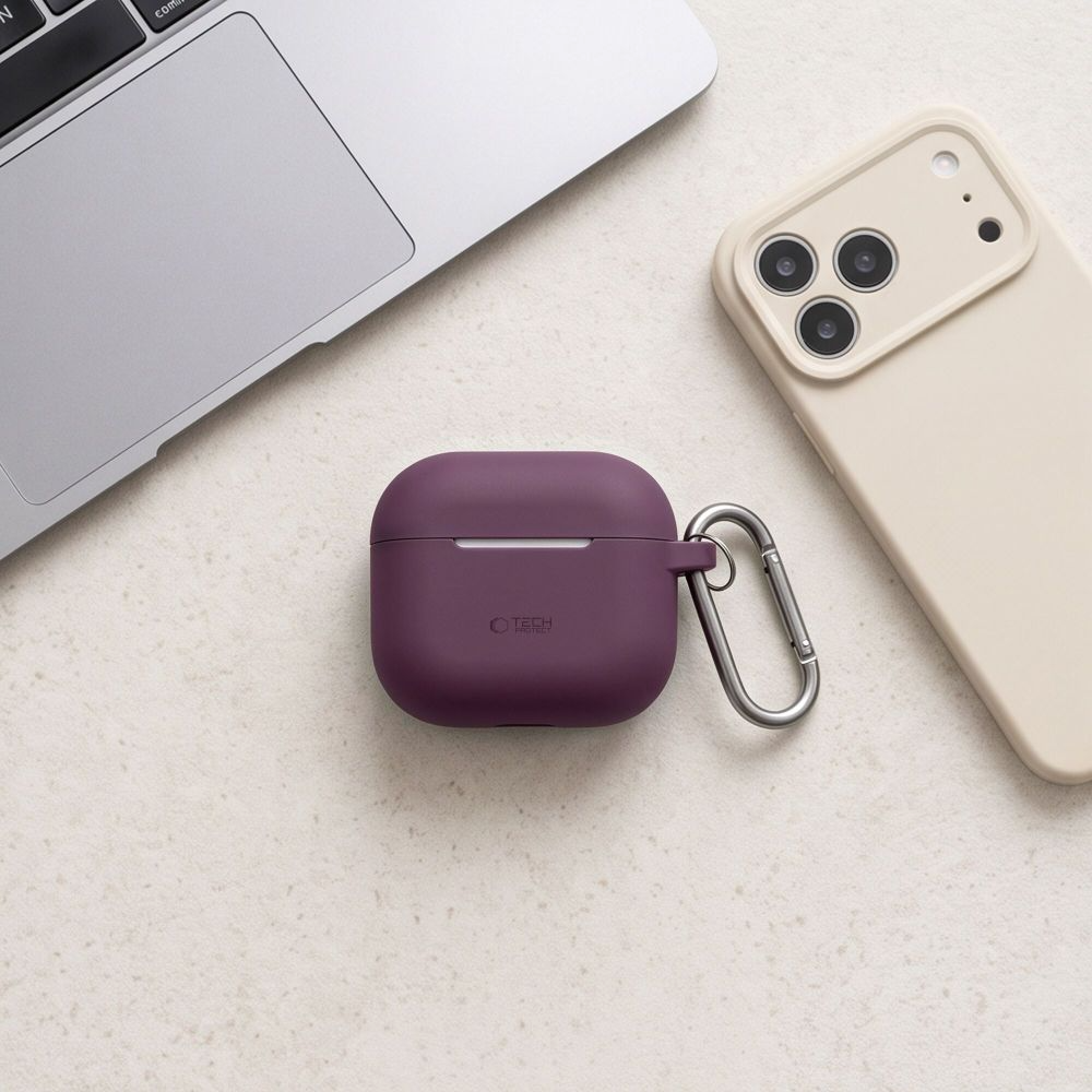 Puzdro Tech-Protect Silicone Hook pre Apple AirPods 4 / AirPods 5, bordové.