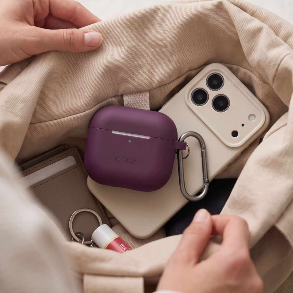 Puzdro Tech-Protect Silicone Hook pre Apple AirPods 4 / AirPods 5, bordové.