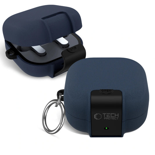 Puzdro Tech-Protect Slim Hook pre Samsung Galaxy Buds4 / Buds4 Pro, Tmavomodré