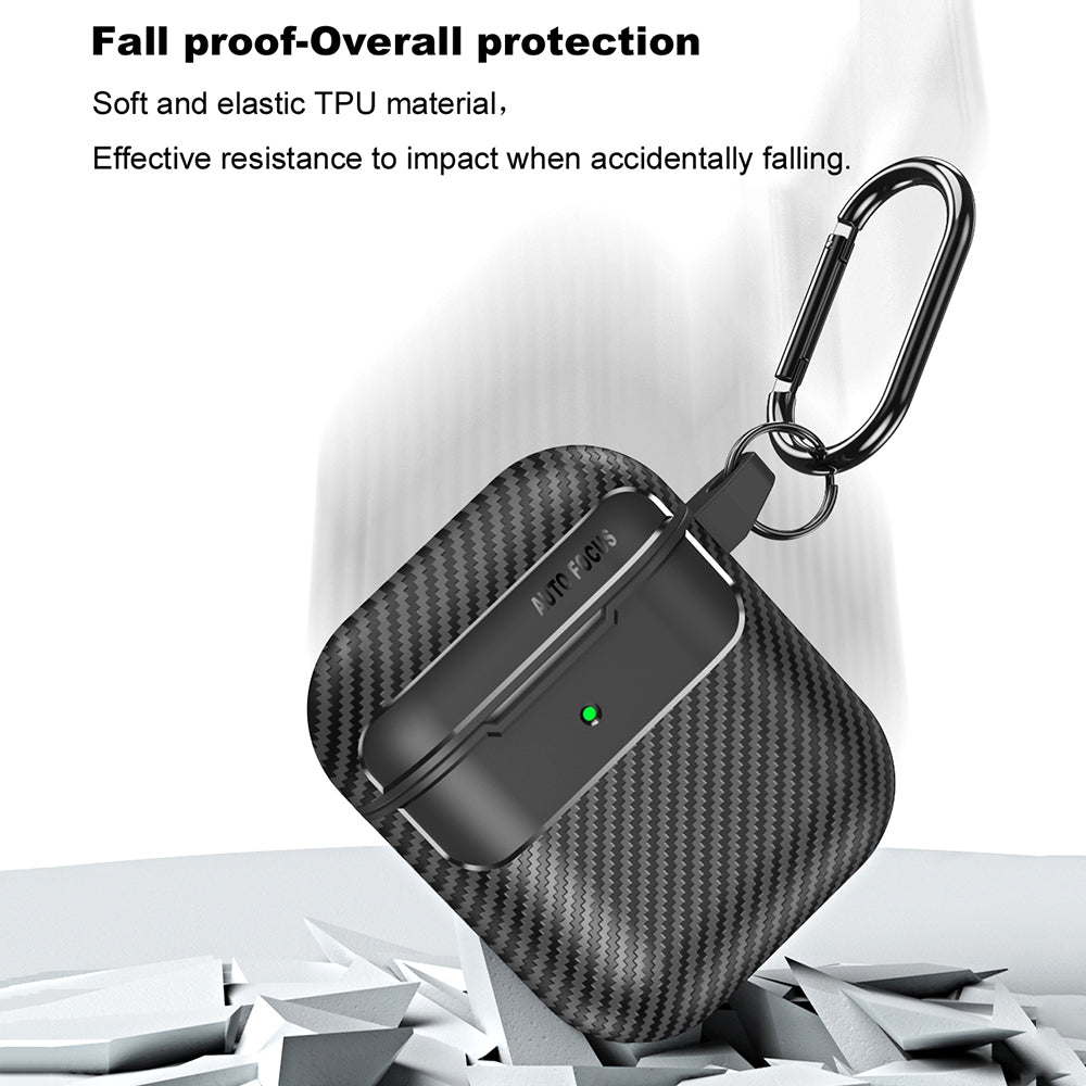 Obal Techsuit CarbonFiber pre Apple AirPods Gen 2 / Gen 1, čierny