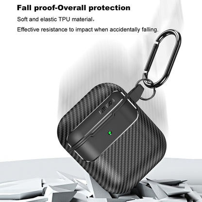 Obal Techsuit CarbonFiber pre Apple AirPods Gen 2 / Gen 1, čierny