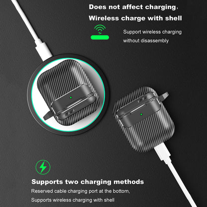 Obal Techsuit CarbonFiber pre Apple AirPods Gen 2 / Gen 1, čierny