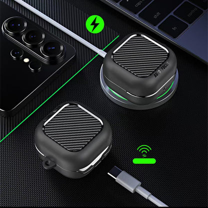 Obal Techsuit CarbonFiber pre Samsung Galaxy Buds4 / Buds4 Pro, čierny