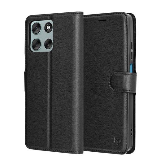 Puzdro na Motorola Moto G56, Techsuit, kožené folio, čierne