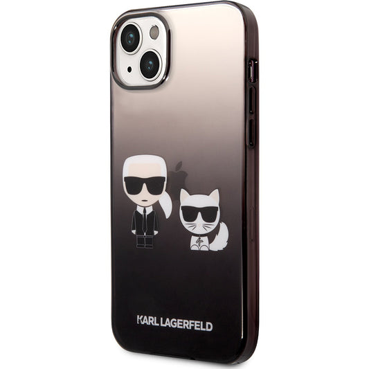 Puzdro pre Apple iPhone 14 Plus, Karl Lagerfeld, Gradient Karl & Choupette, Čierne