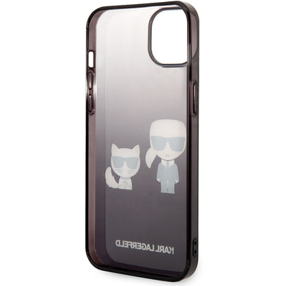 Puzdro pre Apple iPhone 14 Plus, Karl Lagerfeld, Gradient Karl & Choupette, Čierne