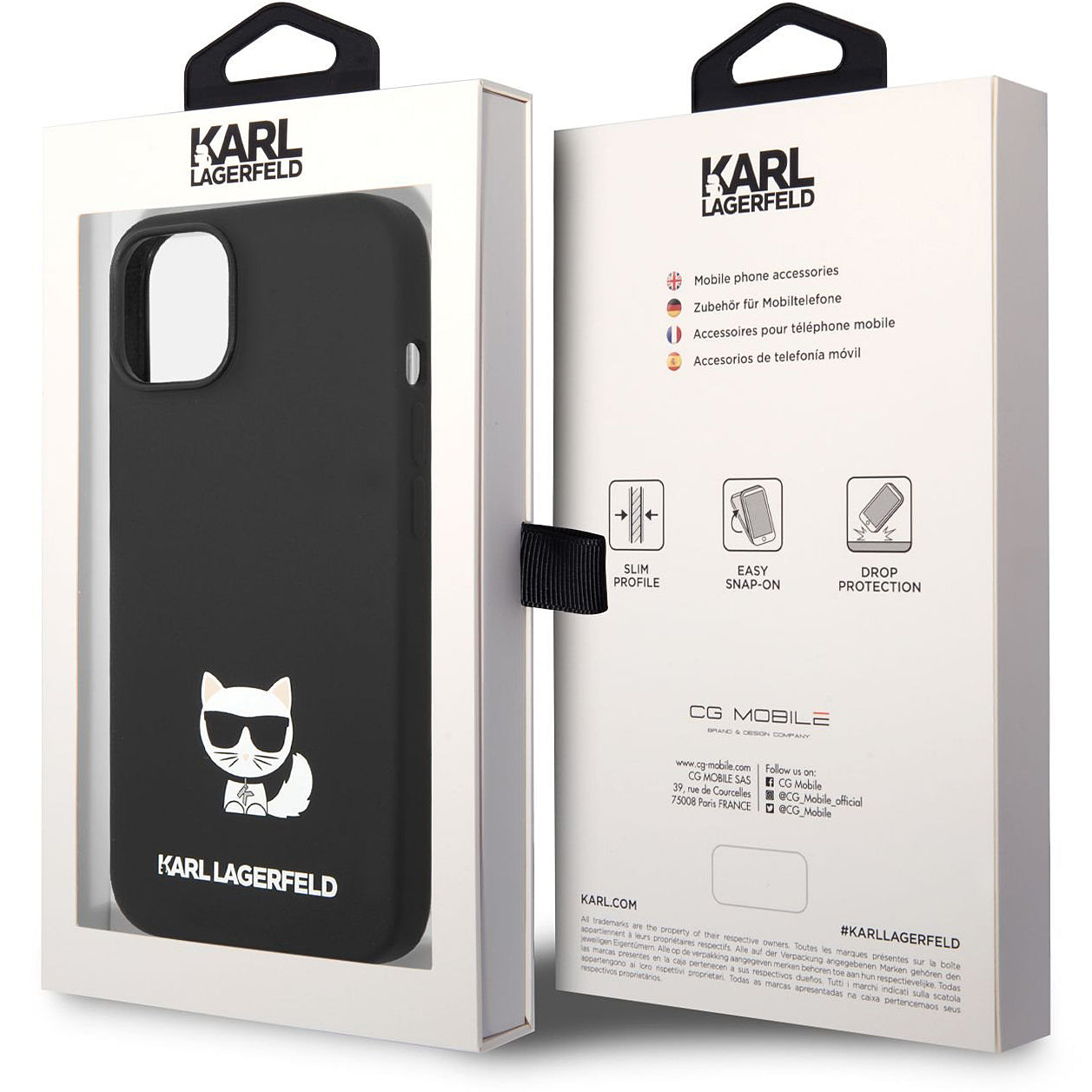 Puzdro pre Apple iPhone 14 Plus, Karl Lagerfeld, Silikónové telo Choupette, Čierna
