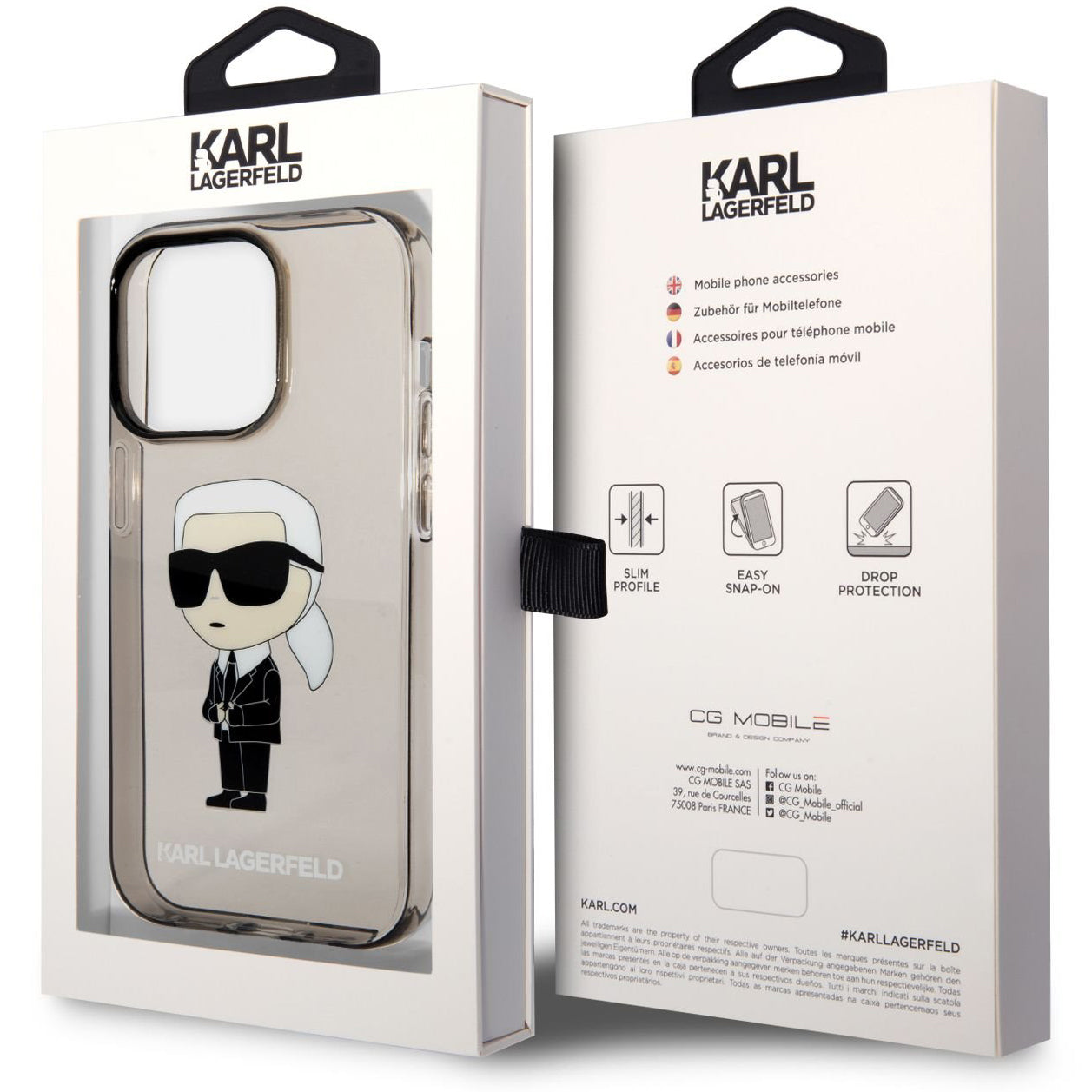 Puzdro pre Apple iPhone 14 Pro Max, Karl Lagerfeld, IML Ikonik NFT, Čierne