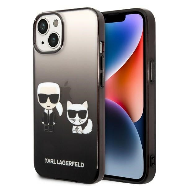 Puzdro pre Apple iPhone 14 Plus, Karl Lagerfeld, Gradient Karl & Choupette, Čierne