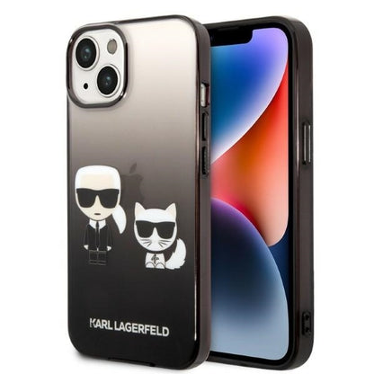 Puzdro pre Apple iPhone 14 Plus, Karl Lagerfeld, Gradient Karl & Choupette, Čierne