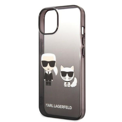 Puzdro pre Apple iPhone 14 Plus, Karl Lagerfeld, Gradient Karl & Choupette, Čierne
