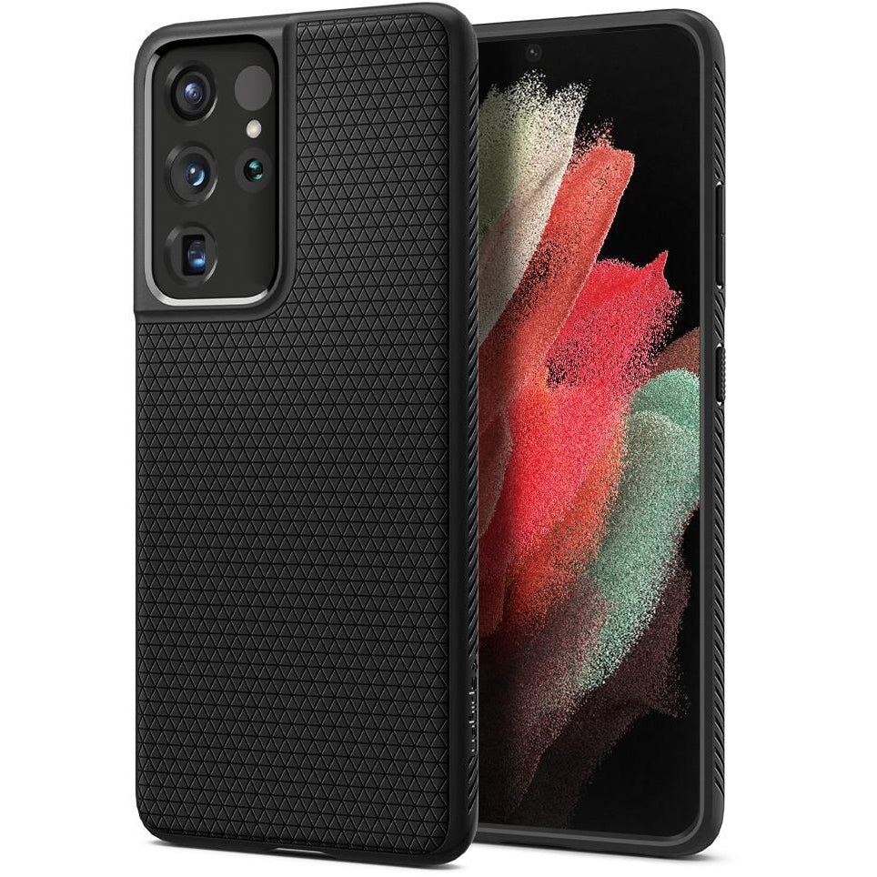 Puzdro pre Samsung Galaxy S21 Ultra 5G G998, Spigen, Liquid Air, čierne SPN1456BLK