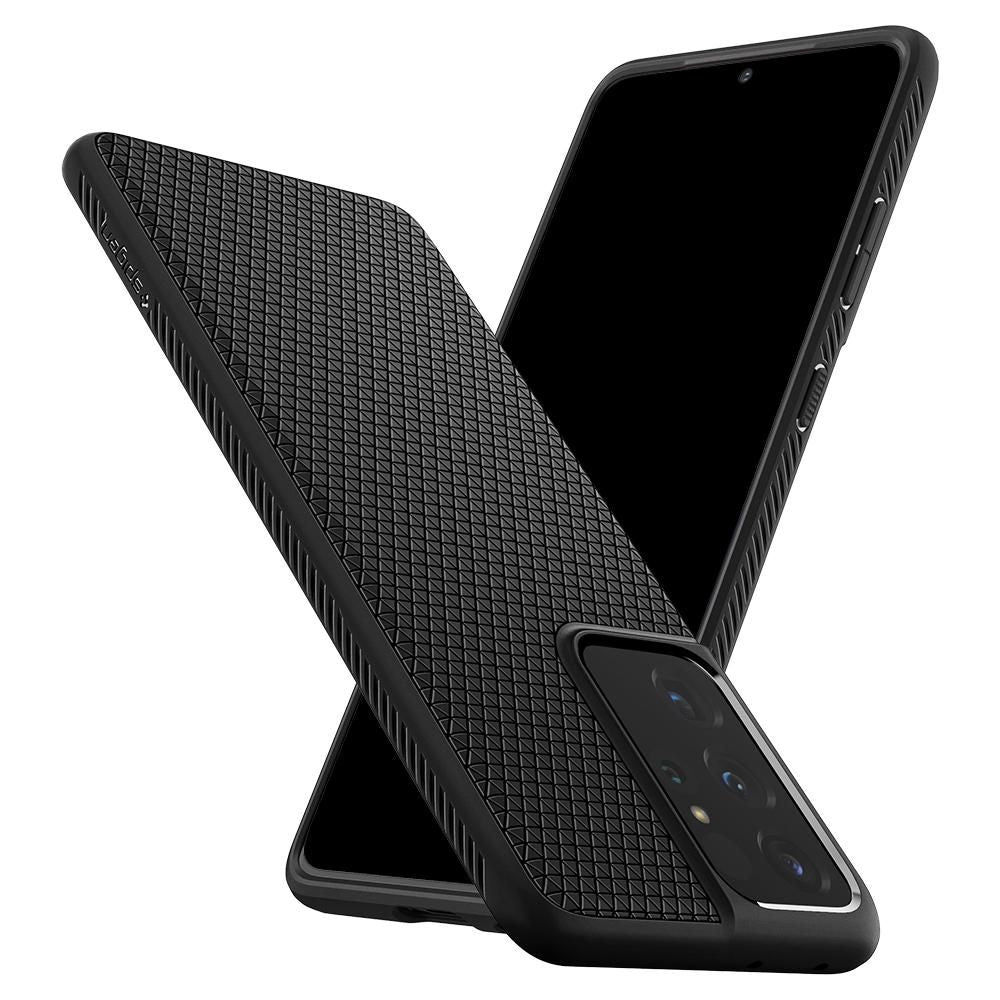 Puzdro pre Samsung Galaxy S21 Ultra 5G G998, Spigen, Liquid Air, čierne SPN1456BLK