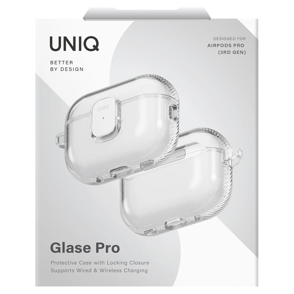 Obal UNIQ Glase Pro pre Apple AirPods Pro 3, Priehľadný