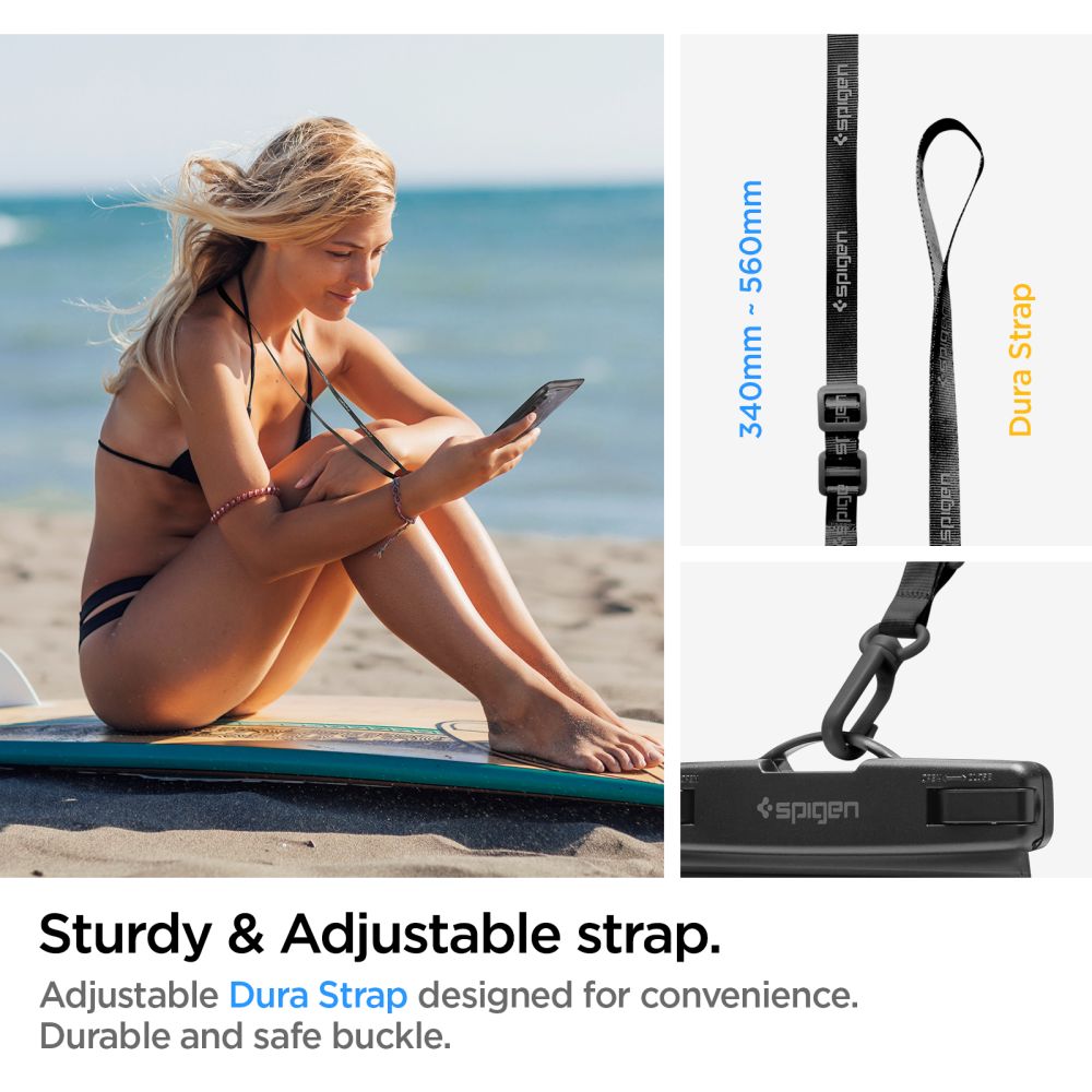 Univerzálny vodotesný obal na telefón 3.5inch - 7inch, Spigen, A601, Čierny AMP04525