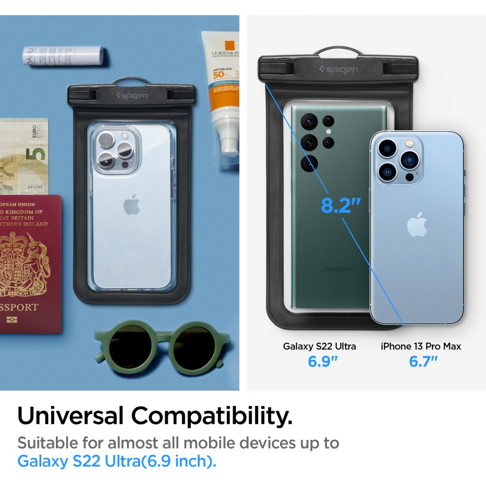 Univerzálny vodotesný obal na telefón 3.5inch - 7inch, Spigen, A601, Čierny AMP04525