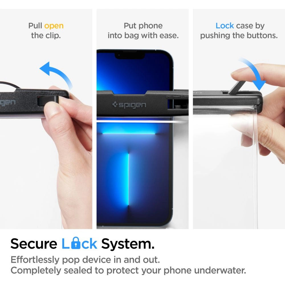 Univerzálny vodotesný obal na telefón max. 8,2 palca, Spigen, A601, Priehľadný