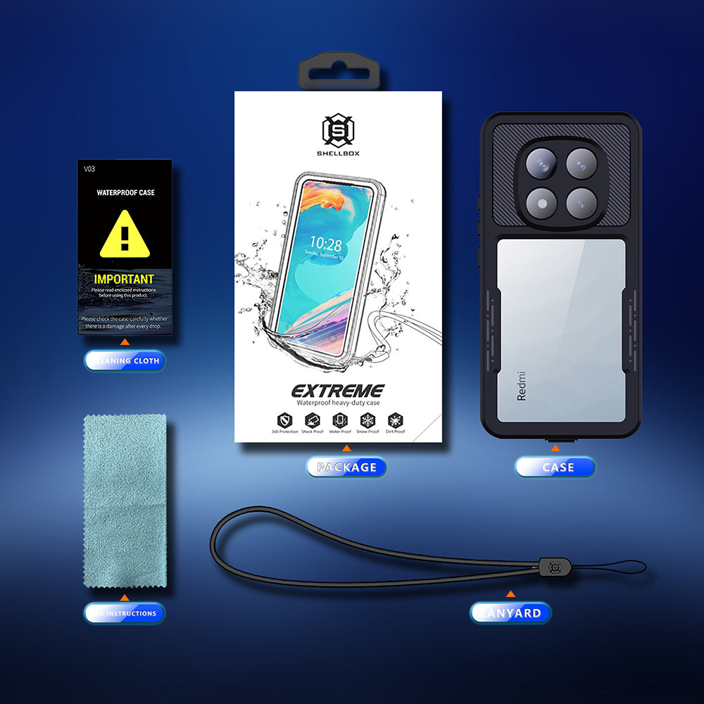 Vodotesné puzdro pre Xiaomi Poco X7 / Redmi Note 14 Pro 5G, ShellBox, čierne